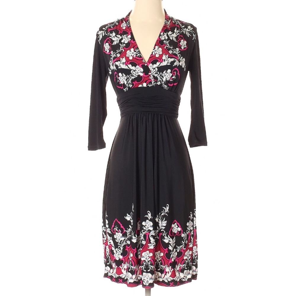 White House Black Market black dress FLORAL v neck